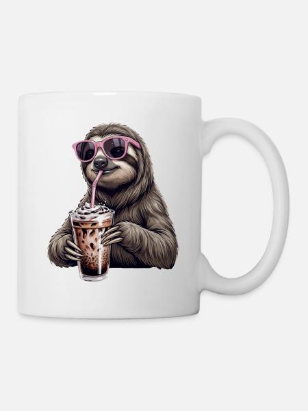 Faultier Eiskaffee - Tasse - Weiß