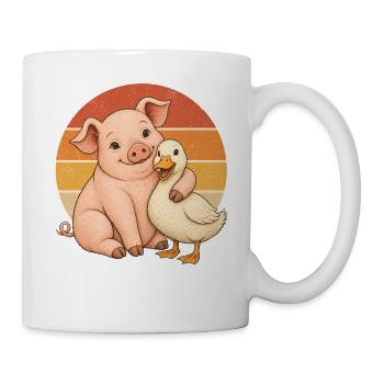 Schwein und Ente - Tasse - Weiß - Rechts