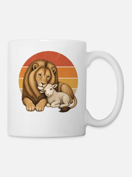 Löwe und Lamm - Tasse - Weiß