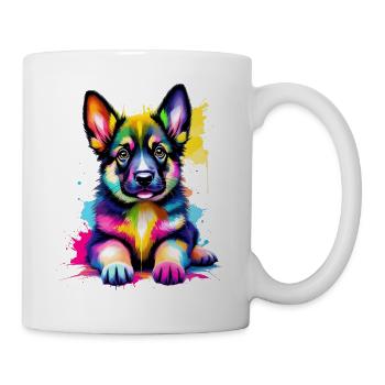 Farbenfroher Schäferhund Welpe - Tasse - Weiß - Rechts