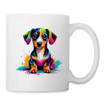Bunter Welpe Farbexplosion - Tasse - Weiß - Rechts