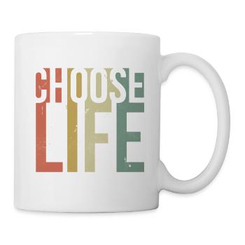 Wählen Sie das inspirierende Zitat des Lebens – Retro-Design - Tasse - Weiß - Rechts