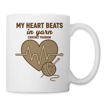 Mein Herz schlägt in Garn Gehäkelte Leidenschaft Lustig - Tasse - Weiß - Rechts