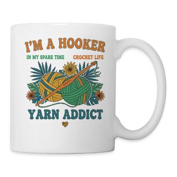 Drôle d’amoureuse du crochet, je suis accro au fil - Mug blanc - blanc - Droite