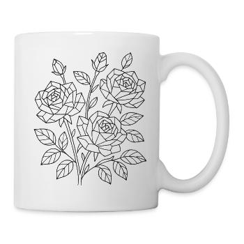 Kristall Rosen zum ausmalen - Tasse - Weiß - Rechts