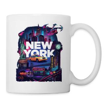 Neon New York Cityscape - Tasse - Weiß - Rechts