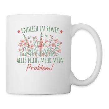 Rentnerin Wildblumen Abschied Kollegin Rente - Tasse - Weiß - Rechts