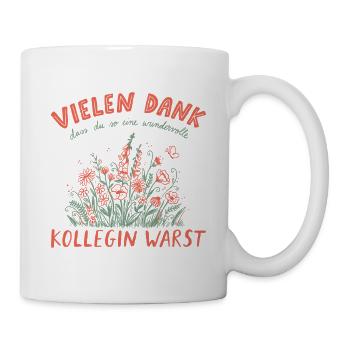 Kollegin Abschied Retro Blumen Jobwechsel Rente - Tasse - Weiß - Rechts
