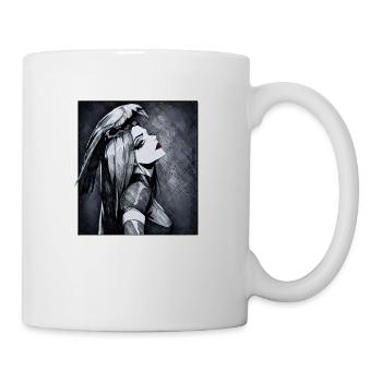Rabenporträt Gothic Stil - Tasse - Weiß - Rechts