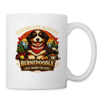 Ich liebe das Leben mit meinem Bernedoodle - Tasse - Weiß - Rechts