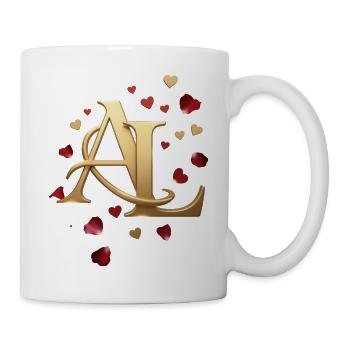 AL Monogramm in Gold mit Herzen - Tasse - Weiß - Rechts