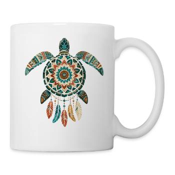 Meeresschildkröten-Mandala Traumfänger-Boho - Tasse - Weiß - Rechts
