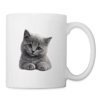 Kuscheliges Graues Kätzchen - Tasse - Weiß - Rechts