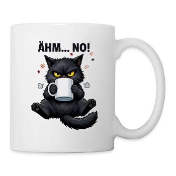 Morgenmuffel Katze mit Kaffee Ähm No - Tasse - Weiß - Rechts