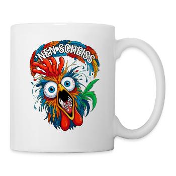 Verrücktes Huhn Nen Scheiss Muss Ich Spruch - Tasse - Weiß - Rechts