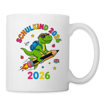Schulkind 2026 Dino T-Rex Einschulung - Tasse - Weiß - Rechts