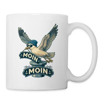 Coole Möwe Moin Moin Norddeutschland - Tasse - Weiß - Rechts