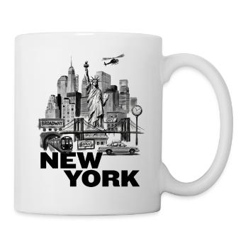 New York Vintage Cityscape Collage - Tasse - Weiß - Rechts