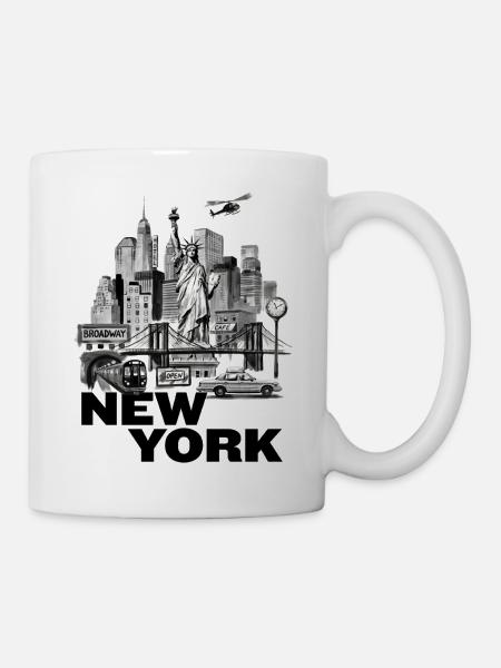 New York Vintage Cityscape Collage - Tasse - Weiß