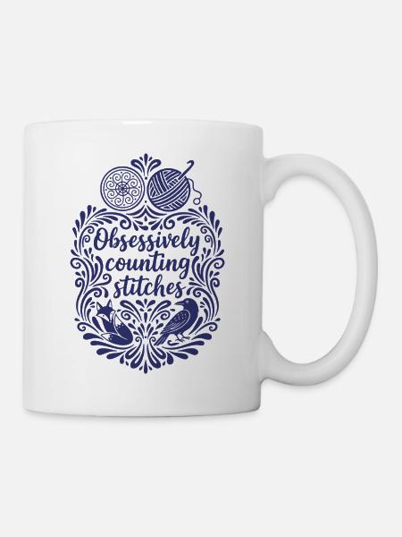 Obsessiv Maschen zählen, lustiger Häkelliebhaber - Tasse - Weiß
