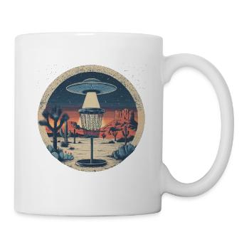 Disc Golf Putter UFO Basket Retro Vintage Desert After - Mug - white - Right