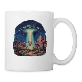 Disc Golf Korb UFO Wüste Retro Vintage Sci-Fi Moti - Tasse - Weiß - Rechts