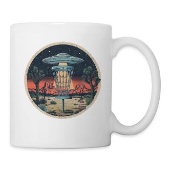 Disc Golf Scheiben UFO Retro Vintage Wüste Korb - Tasse - Weiß - Rechts