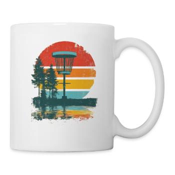 Disc Golf Putter Korb Retro Vintage Sonnenuntergan - Tasse - Weiß - Rechts