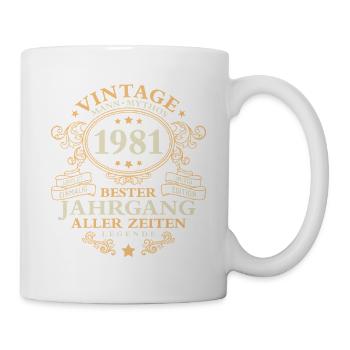 Vintage 1981 Jahrgang Mann 45. Geburtstag - Tasse - Weiß - Rechts