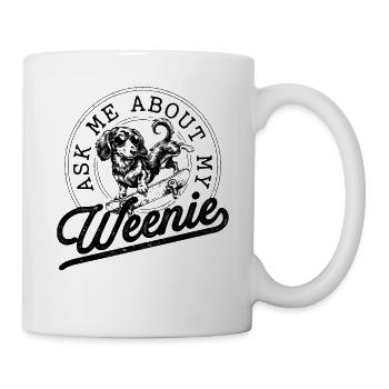 Dackel auf Skateboard – Cooler Weenie Dog Vintage - Tasse - Weiß - Rechts