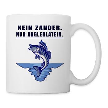 Anglerlatein Spruch – Zander Angler Motiv - Tasse - Weiß - Rechts