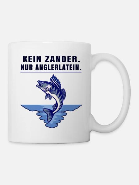 Anglerlatein Spruch – Zander Angler Motiv - Tasse - Weiß