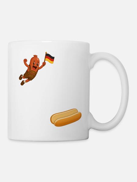 Schnitzel, das in ein Brötchen - Tasse - Weiß