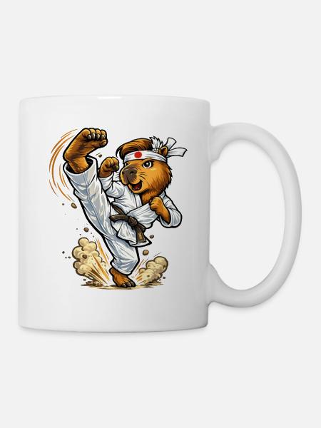 Süßes Capybara macht Karate - Tasse - Weiß