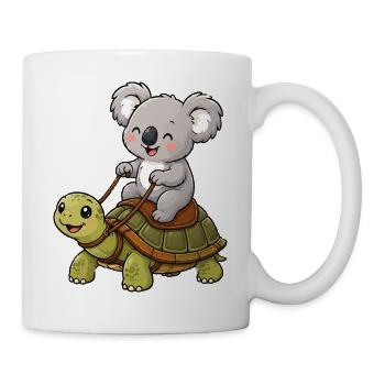 Kleiner Koala reitet Schildkröte - Tasse - Weiß - Rechts