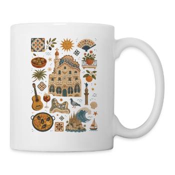 Barcelona | Mittelmeer, Gaudí & Genuss - Tasse - Weiß - Rechts