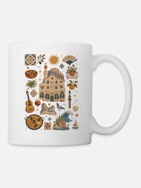 Barcelona | Mittelmeer, Gaudí & Genuss - Tasse - Weiß