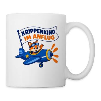 Krippenkind im Anflug – Fuchs als kleiner Pilot - Tasse - Weiß - Rechts