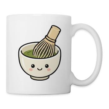Süße Kawaii-Matcha-Schüssel mit Schneebesen - Tasse - Weiß - Rechts