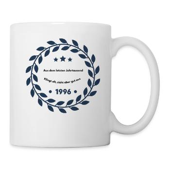 Vintage Lorbeerkranz 1996 Emblem, 30. Geburtstag  - Tasse - Weiß - Rechts