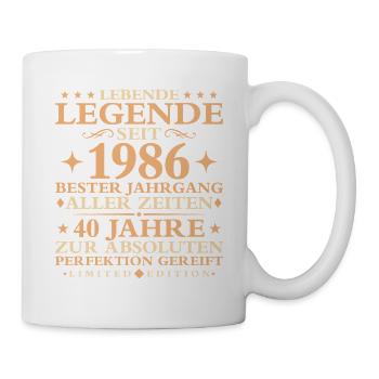1986 Baujahr Geburtstag Vintage 40 Jahre - Tasse - Weiß - Rechts