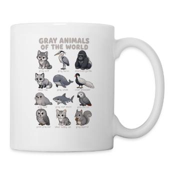  Graue Tiere Der Welt Wildtierdiagramm Wolf Eule - Tasse - Weiß - Rechts