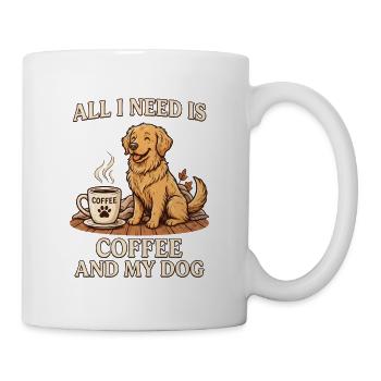 Alles, was ich brauche, ist Kaffee und mein Hund - Tasse - Weiß - Rechts