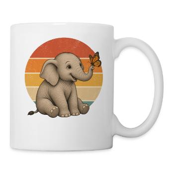 Elefant und Schmetterling - Tasse - Weiß - Rechts