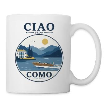 Como See: Villa, Boot und Berglandschaft - Tasse - Weiß - Rechts