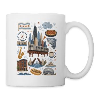 Chicago | Skyline, Jazz & Stadtgefühl - Tasse - Weiß - Rechts