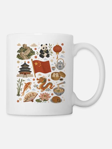 China | Mauer, Panda & Teekultur - Tasse - Weiß