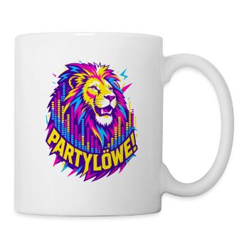 Partylöwe – Neon Löwe Electro & Festival - Tasse - Weiß - Rechts