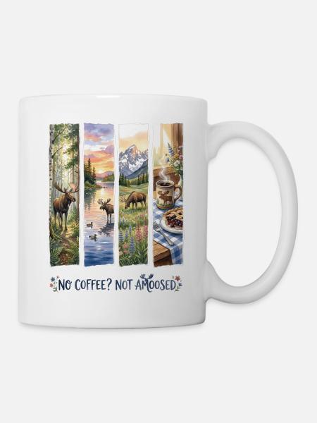 No Coffee Not Amoosed Moose - Tasse - Weiß