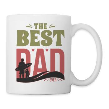 Best Dad Ever – Father & Child Surfing Silhouette - Mug - white - Right